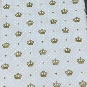 Tricoline Estampado Coroa Dourado e Branco (1×1,5m)