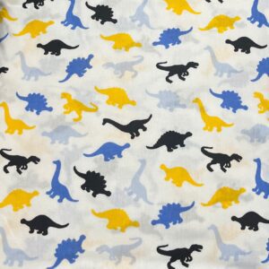 Tricoline Estampado Dinossauros Branco 1×1,5m